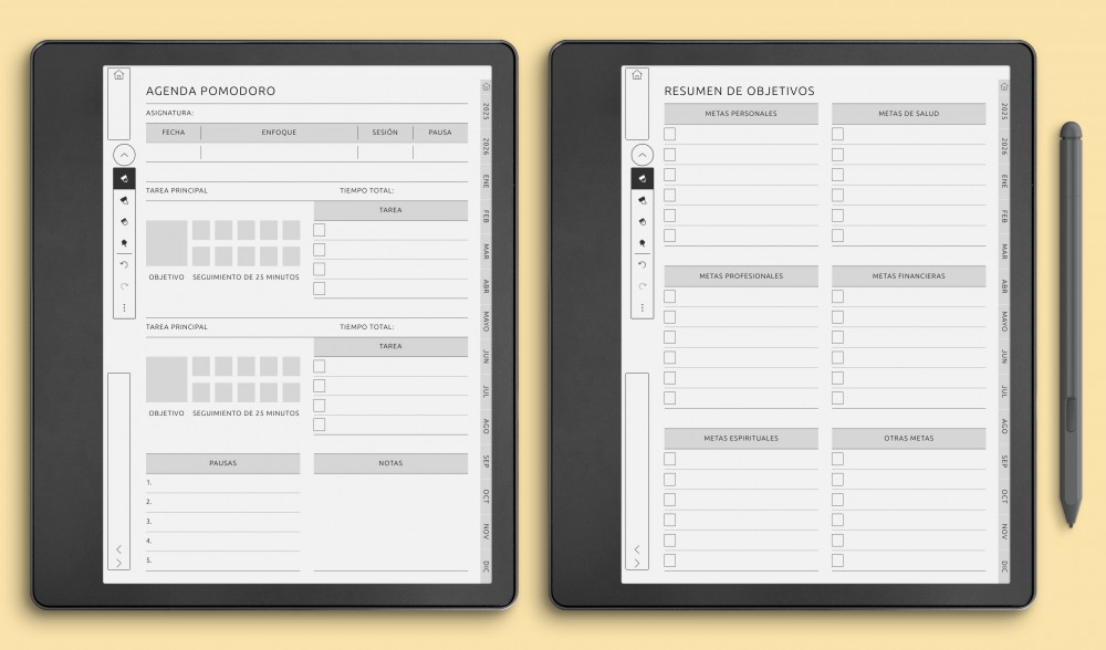 Productivity Planner Templates for Kindle Scribe