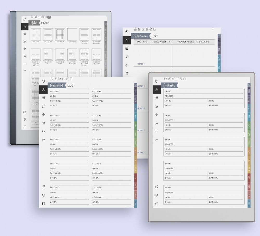 Extra Pages & Flexible Templates Template for reMarkable