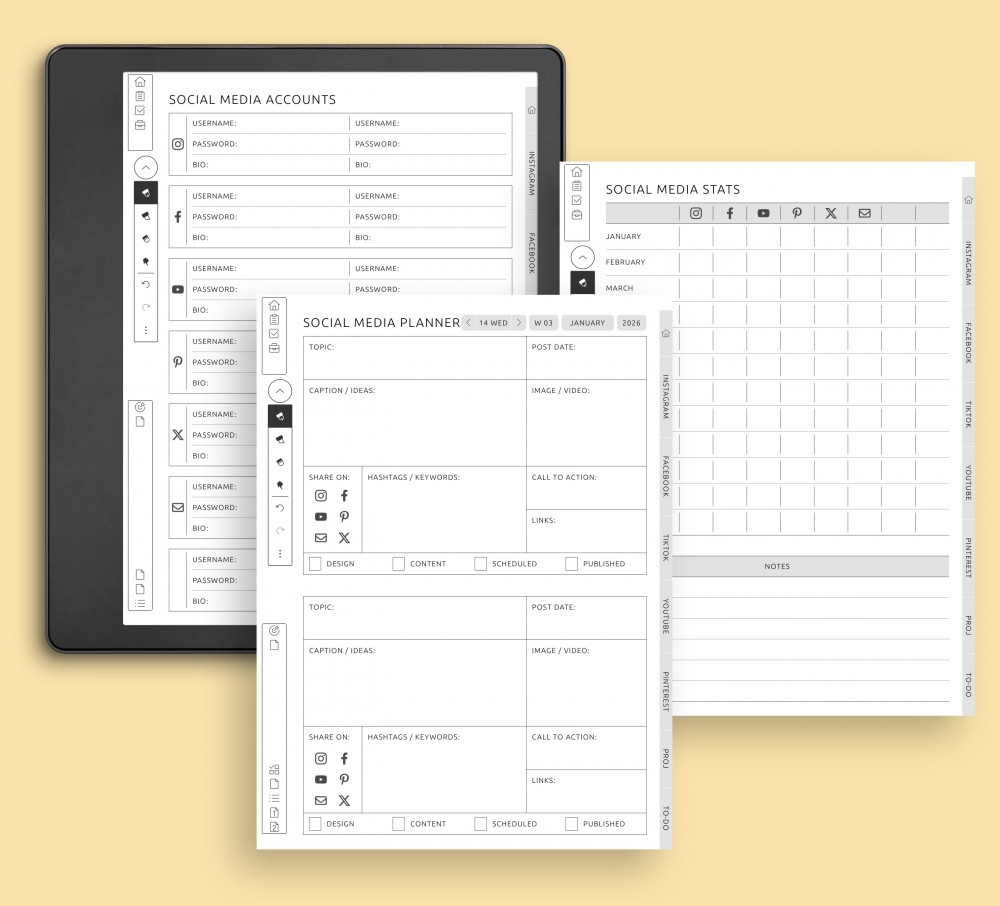 Social Media Planning Hub for Kindle Scribe