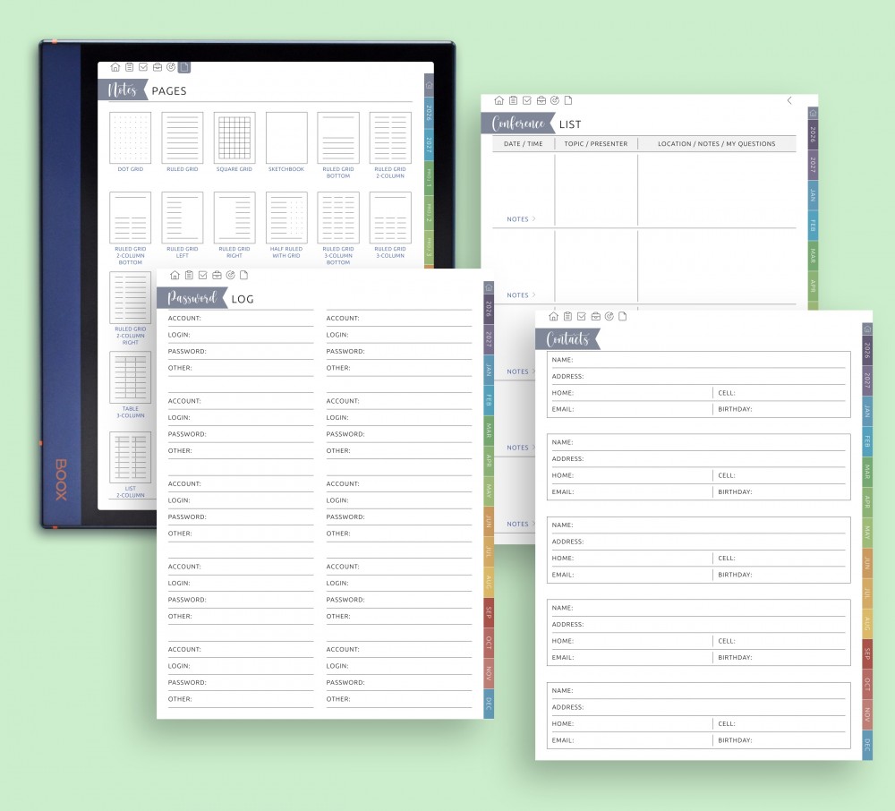 Extra Templates Included Template for Boox Note