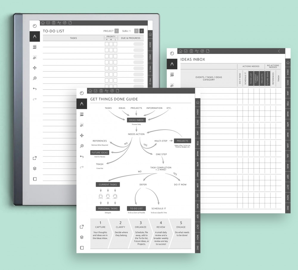 Optimize Your Workflow with GTD Methodology: Your Daily Ideas Inbox Awaits Template for reMarkable