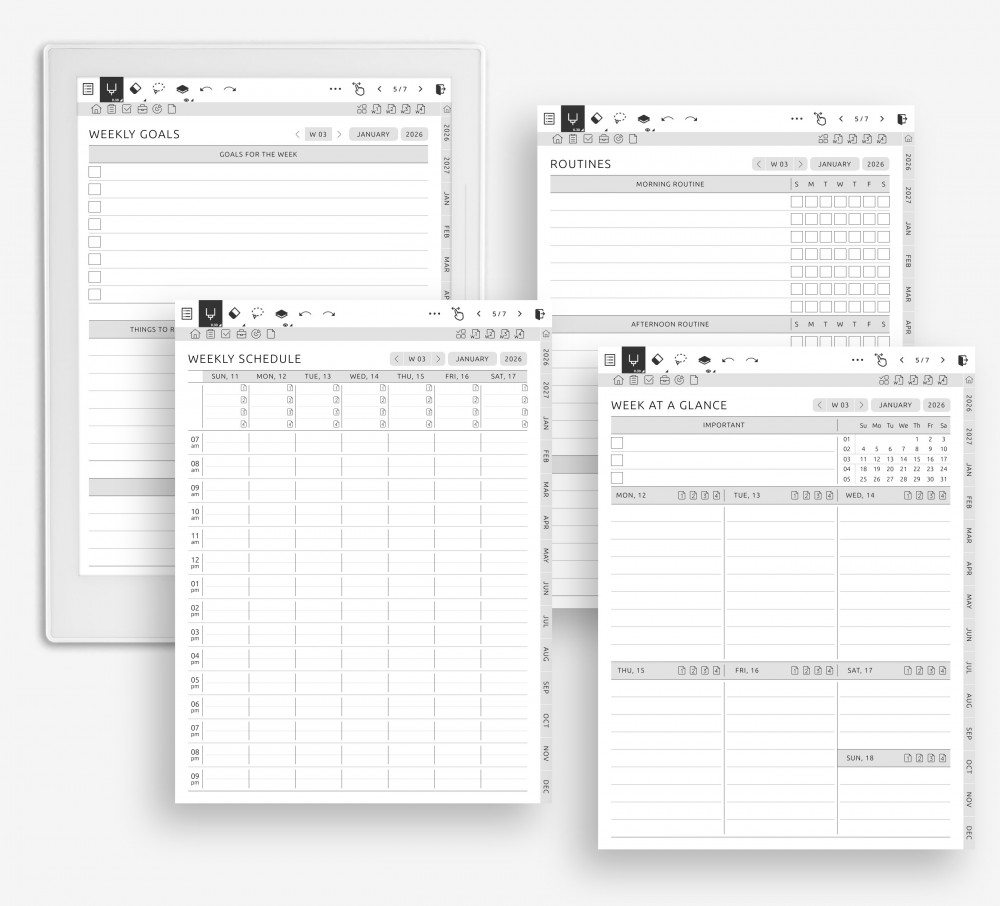 Weekly Shop & Marketing Views Template for Supernote