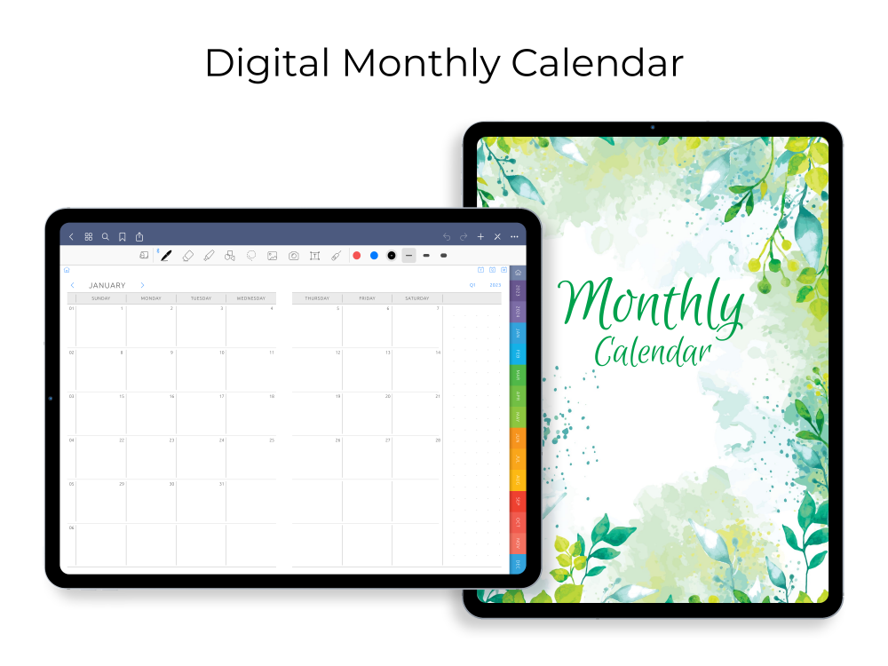 Digital Monthly Calendar (5 years) 2025 - 2030