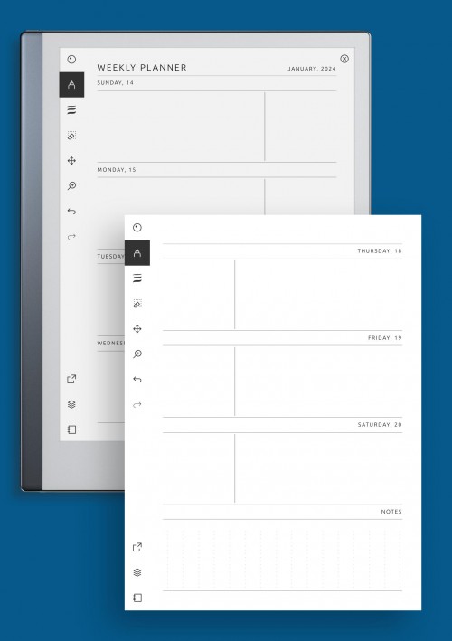 reMarkable Blank Weekly Calendar Template