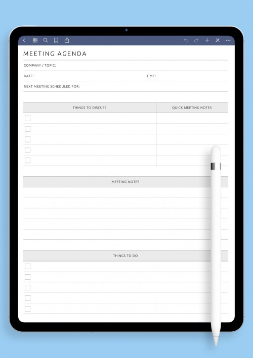 Notability Company Meeting Agenda Template