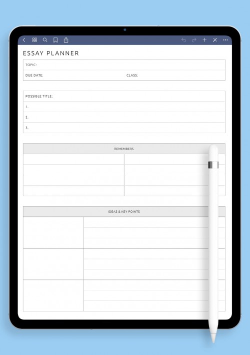 GoodNotes Essay Planner Template
