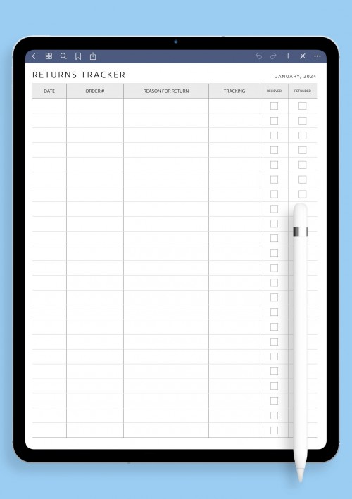 Notability Monthly Returns Tracker Template