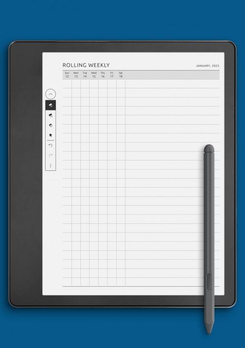 Rolling Weekly Template template for Kindle Scribe