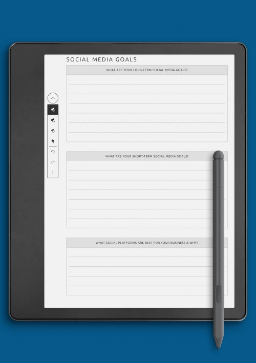 Kindle Scribe Social Media Goals Template