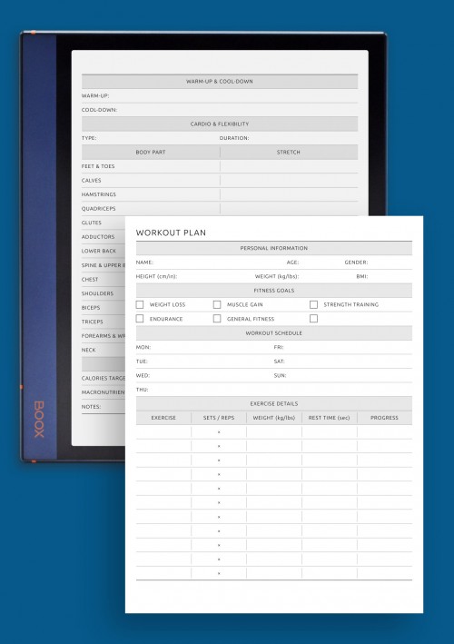 Ultimate Workout Planner template for BOOX Note