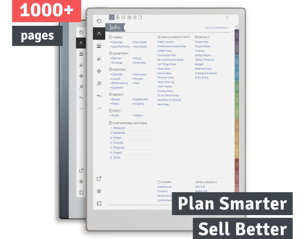 Digital Shop Planner for reMarkable Paper Pro, 2 &1